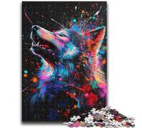 Puzzle 1000 pièces pour Adultes et Adolescents Graffiti Wolf Game Toys Chaque pièce est Unique - Jeu Familial Stimulant et Amusant 26x38cm