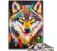 Puzzle 1000 pièces pour Adultes et Adolescents Graffiti Wolf Jeu Stimulant et Jeu en Famille Une œuvre d'art pour Les 14 Ans 26x38cm