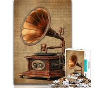 Puzzle 1000 pièces pour Adultes et Adolescents Gramophone rétro, Jeu Stimulant, idéal comme Cadeau pour Toute la Famille (75x50cm)