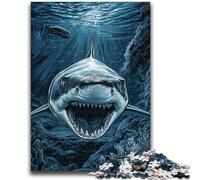 Puzzle 1000 pièces pour Adultes et Adolescents Grand Requin Blanc pour Les 14 Ans et Plus Jeu Impossible Cadeau d'anniversaire de Noël 26x38cm