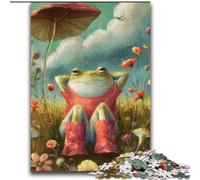 Puzzle 1000 pièces pour Adultes et Adolescents Grenouille Assise sur l'herbe, Aide Le Cerveau à exercer des Jouets addictifs pour cultiver la Patience Décoration Parfaite 38x52cm