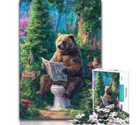 Puzzle 1000 pièces pour Adultes et Adolescents Grizzly Bear sur Les Toilettes Puzzle 1000 pièces, Cadeau d'anniversaire, Cadeaux, décoration Murale pour Les 14 Ans et Plus (Taille 75x50cm)