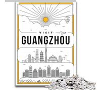Puzzle 1000 pièces pour Adultes et Adolescents, Guangzhou, Chine, Anti-Stress, défi Difficile, Chaque pièce est Unique - Jeu Familial Stimulant et Amusant 50x75cm