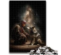Puzzle 1000 pièces pour Adultes et Adolescents Guerrier et Loup pour 14 Ans et Plus Difficile à Terminer mais Amusant et Humoristique Cadeau d'anniversaire 50x75cm