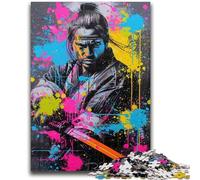 Puzzle 1000 pièces pour Adultes et Adolescents, Guerrier samouraï néon, Jouet éducatif Anti-Stress, Cadeau du Père Noël Secret pour Les 14 Ans, 50x75cm