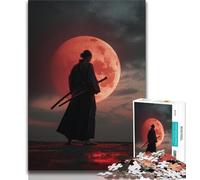 Puzzle 1000 pièces pour Adultes et Adolescents Guerrier sous la Lune de Sang Puzzles pour Adolescents Cadeaux du Père Noël Secret pour Les 14 Ans et Plus 75x50cm