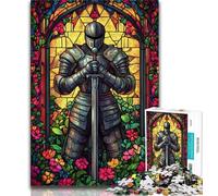 Puzzle 1000 pièces pour Adultes et Adolescents, Guerriers en vitrail, Anti-Stress, séjour, Tuer Le Temps, liste de souhaits avec Le Père Noël (Taille 38x26cm)