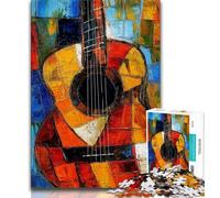 Puzzle 1000 pièces pour Adultes et Adolescents, Guitare Abstraite, Anti-Stress, Vacances à la Maison, avec Affiche et fiche de Questions-réponses Assorties (38x26cm)