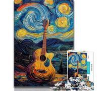 Puzzle 1000 pièces pour Adultes et Adolescents Guitare sous Le Ciel Nocturne, Aide Le Cerveau à exercer des Jouets addictifs pour cultiver la Patience et améliorer la mémoire (75x50cm)