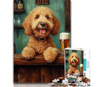 Puzzle 1000 pièces pour Adultes et Adolescents Happy Goldendoodle, Aide Le Cerveau à exercer des Jouets addictifs pour cultiver la Patience Décoration Parfaite 38x26cm