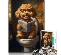 Puzzle 1000 pièces pour Adultes et Adolescents Happy Goldendoodle Jeu Familial Anti-Stress défi Difficile adapté aux Couples 38x26cm