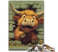 Puzzle 1000 pièces pour Adultes et Adolescents, Happy Highlands Cow, Jeux éducatifs, Jouets à Faire soi-même, idéal comme Cadeau pour Toute la Famille, 50x75cm