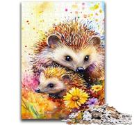 Puzzle 1000 pièces pour Adultes et Adolescents, hérisson Aquarelle, Jeu Stimulant et éducatif en Famille pour Anniversaire et Noël, 26x38cm