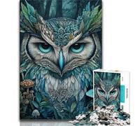 Puzzle 1000 pièces pour Adultes et Adolescents, Hibou Animal, Jeu Stimulant et Familial avec Affiche et fiche de Questions-réponses (38x26cm)