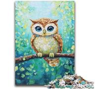 Puzzle 1000 pièces pour Adultes et Adolescents Hibou Debout sur Un Arbre, Anti-Stress, défi Difficile avec Affiche et Feuille de Questions correspondantes 50x75cm