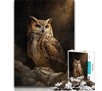 Puzzle 1000 pièces pour Adultes et Adolescents, Hibou doré, Anti-Stress, décoration d'intérieur (Taille 75x50cm)