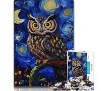 Puzzle 1000 pièces pour Adultes et Adolescents, Hibou du Ciel Nocturne, Aide Le Cerveau à exercer des Jouets addictifs pour cultiver la Patience, décoration Murale (38x26cm)