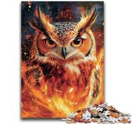 Puzzle 1000 pièces pour Adultes et Adolescents Hibou Flamme pour Les 14 Ans et Plus Cadeaux intéressants pour la réduction du Stress pour Les Amis et la Famille 50x75cm