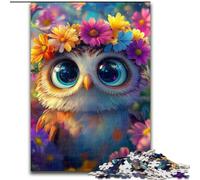 Puzzle 1000 pièces pour Adultes et Adolescents Hibou Fleurs, pour Les 14 Ans et Plus pour Un Jeu éducatif Défi Jouet Cadeau pour Les Anniversaires 50x75cm