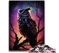 Puzzle 1000 pièces pour Adultes et Adolescents Hibou Nuit Anti-Stress Staycation Kill Time Wishlist avec Père Noël 50x75cm