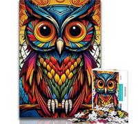 Puzzle 1000 pièces pour Adultes et Adolescents - Hibou psychédélique - 1000 pièces pour Adultes, Cadeau d'anniversaire, décoration Murale pour Les 14 Ans et Plus (Taille 75x50cm)