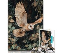Puzzle 1000 pièces pour Adultes et Adolescents, Hibou Volant, Jouets de Divertissement Familial avec Affiche et fiche de Questions Assorties 38x26cm