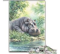 Puzzle 1000 pièces pour Adultes et Adolescents, Hippo de la Jungle, Jouet éducatif et décompressant, idéal pour la décoration de Bureau (Taille 26x38cm)