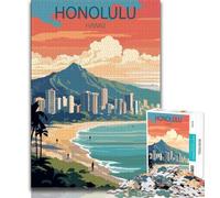 Puzzle 1000 pièces pour Adultes et Adolescents Honolulu Hawaï, Jouets éducatifs, Jeux Anti-Stress, Cadeaux d'anniversaire Uniques (75x50cm)