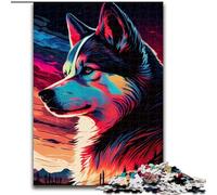 Puzzle 1000 pièces pour Adultes et Adolescents Husky coloré, idéal comme Cadeau éducatif pour Toute la Famille (Taille 50x75cm)