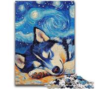 Puzzle 1000 pièces pour Adultes et Adolescents Husky Night Sky, Jeu éducatif Familial, idéal comme Cadeau pour Toute la Famille 14 Ans et Plus, 50x75cm