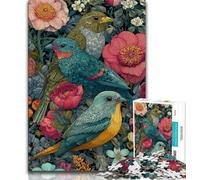 Puzzle 1000 pièces pour Adultes et Adolescents, Illustration d'oiseaux colorés, Aide Le Cerveau à exercer, Jouets addictifs pour cultiver la Patience, décoration Murale (38x26cm)