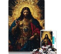 Puzzle 1000 pièces pour Adultes et Adolescents, Jésus doré, Aide Le Cerveau à exercer des Jouets addictifs pour cultiver la Patience, décoration Parfaite (38x26cm)