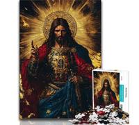 Puzzle 1000 pièces pour Adultes et Adolescents Jésus doré, Jouets éducatifs et éducatifs pour la Famille, pour renforcer l'amour Entre Couples (75x50cm)
