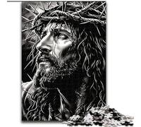 Puzzle 1000 pièces pour Adultes et Adolescents, Jésus Noir et Blanc, Difficile, avec des pièces entièrement emboîtables de Formes aléatoires (Taille 50x75cm)