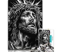 Puzzle 1000 pièces pour Adultes et Adolescents Jésus Noir et Blanc Puzzle 1000 pièces Anti-Stress défi Difficile Cadeaux du Père Noël Secret 38x26cm