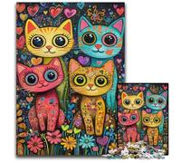 Puzzle 1000 pièces pour Adultes et Adolescents, Jeu Amusant avec Quatre Chats, idéal comme Cadeau pour Toute la Famille, à partir de 14 Ans, 50x75cm