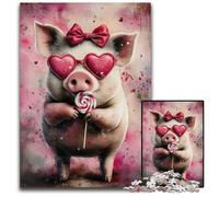 Puzzle 1000 pièces pour Adultes et Adolescents, Jeu Amusant, Cochon Rose, idéal comme Cadeau pour Toute la Famille, à partir de 14 Ans, 26x38cm