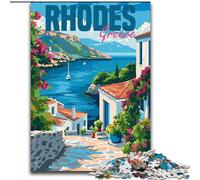 Puzzle 1000 pièces pour Adultes et Adolescents Jeu de Quiz sur l'île de Rhodes, Grèce pour Toute la Famille (26x38cm) 1000 pièces