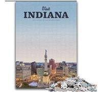 Puzzle 1000 pièces pour Adultes et Adolescents Jeu de Quiz « Visitez l'Indiana pour Toute la Famille (38x52cm) 1000 pièces