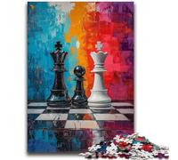 Puzzle 1000 pièces pour Adultes et Adolescents, Jeu d'échecs, Peinture à l'huile, Jeu Stimulant, idéal comme Cadeau pour Toute la Famille, 26x38cm