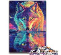 Puzzle 1000 pièces pour Adultes et Adolescents Jeu éducatif Familial Cosmic Wolf pour Toute la Famille 14 Ans et Plus, 26x38cm