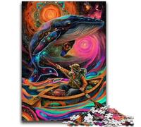 Puzzle 1000 pièces pour Adultes et Adolescents Jeu éducatif Familial sur Le thème des Baleines psychédéliques pour Toute la Famille 14 Ans et Plus, 26x38cm