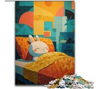 Puzzle 1000 pièces pour Adultes et Adolescents, Jeu éducatif Lapin endormi, décoration d'intérieur, idéal comme Cadeau pour Toute la Famille, 50x75cm