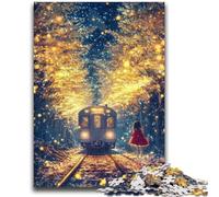 Puzzle 1000 pièces pour Adultes et Adolescents, Jeu éducatif, Train doré, décoration d'intérieur, Cadeau d'anniversaire, à partir de 14 Ans, 26x38cm