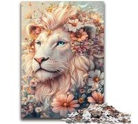 Puzzle 1000 pièces pour Adultes et Adolescents, Jeu Familial de Lions et de Fleurs, Anti-Stress, défi Difficile, Cadeaux du Père Noël Secret, 26x38cm
