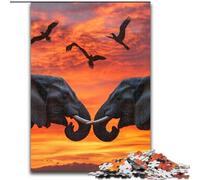 Puzzle 1000 pièces pour Adultes et Adolescents, Jeu Familial d'éléphants d'Afrique, Anti-Stress, défi Difficile, Collection d'artistes, Beaux-Arts 50x75cm