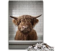 Puzzle 1000 pièces pour Adultes et Adolescents, Jouet éducatif Anti-Stress, Motif Vache des Highlands, Cadeau du Père Noël Secret pour Les 14 Ans, 26x38cm
