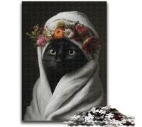 Puzzle 1000 pièces pour Adultes et Adolescents, Jouets artistiques Abstraits en Forme de Chat Noir, Jeux éducatifs, Anti-Stress, Interaction Parent-Enfant, pour Les 14 Ans et Plus, 50x75cm