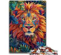 Puzzle 1000 pièces pour Adultes et Adolescents, Jouets psychédéliques en Forme de Lion, Jeux éducatifs, Anti-Stress, Interaction Parent-Enfant, pour Les 14 Ans et Plus, 26x38cm