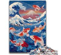Puzzle 1000 pièces pour Adultes et Adolescents Koi Japonais Stimule Le Cerveau Jouets addictifs pour cultiver la Patience Interaction Parent-Enfant 50x75cm